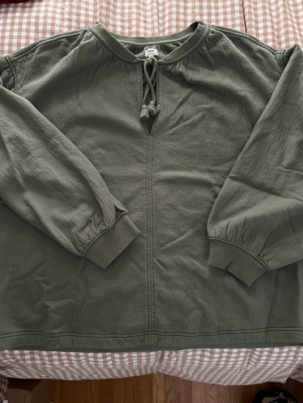 aerie Olive Green Boho Pullover, L